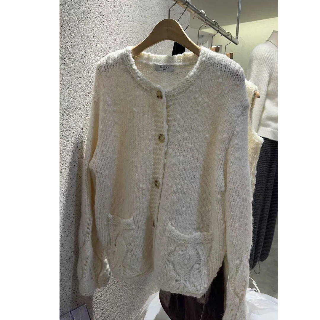 圆领开衫毛衣-NO退换 接受再拍 M-O-5D21 气质长袖时尚