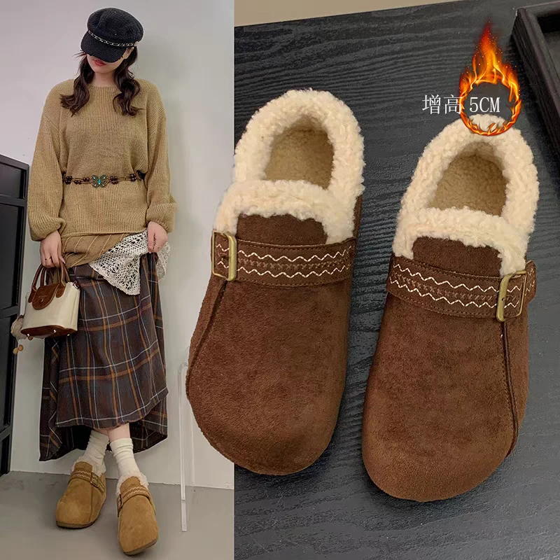 0123016真皮厚底加绒保暖毛毛雪地靴女款冬季外穿勃肯鞋