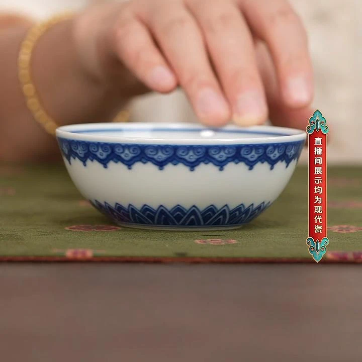【小乔赏瓷】景德镇柴窑手工手绘慎静斋内画蝶恋花大普洱杯sjz119.