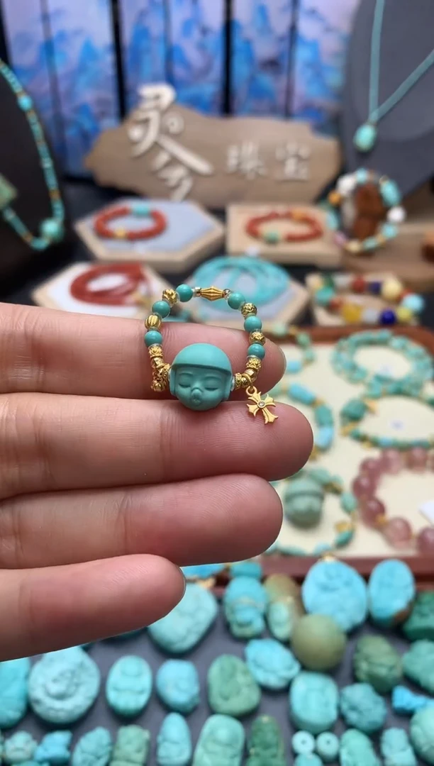 【闪购商品】绿松石戒指18K金镶嵌高瓷绿松石嘟嘟