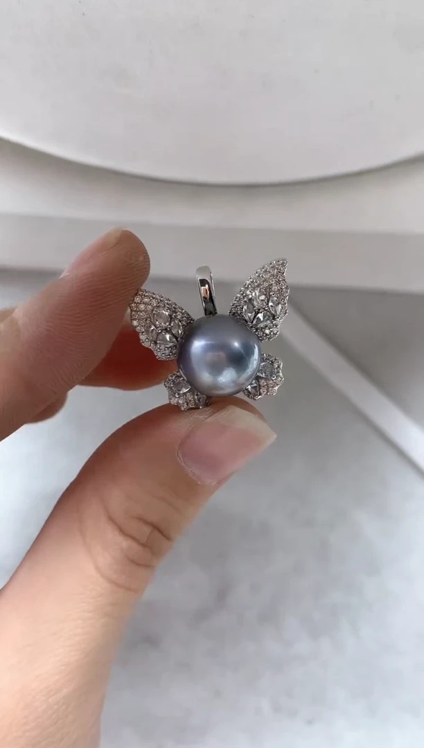 吊坠(不含链)银S925镶嵌海水珍珠1