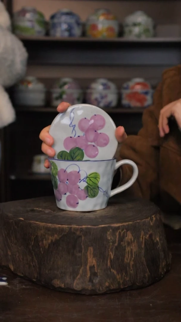 【闪购商品】椿野锤纹盖杯-300ml（葡萄）C186