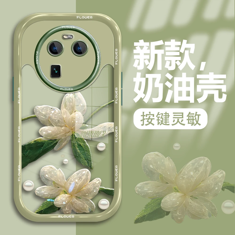 适用于OPPOfindx6手机壳水晶花新款奶油壳防摔保护套软硅胶高级感