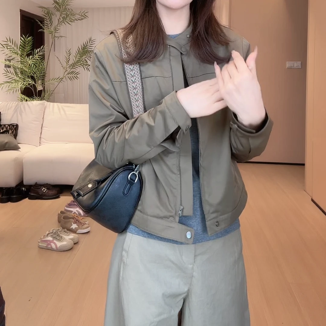 早秋防风韩版简约女夹克短外套女简约气质小短款上衣C6101