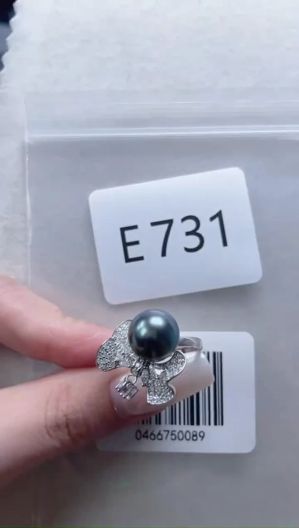 银S925镶嵌戒指海水珍珠E731