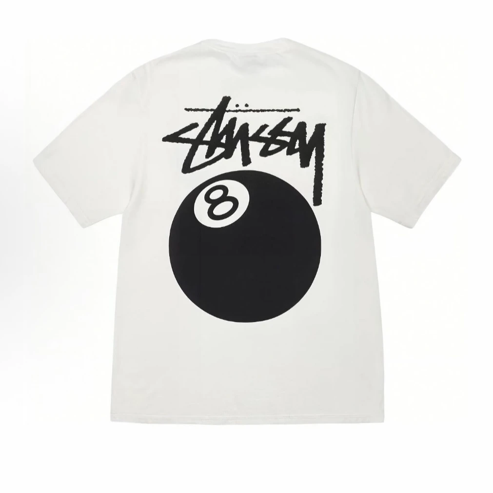 stussy黑8台球印花图案T恤