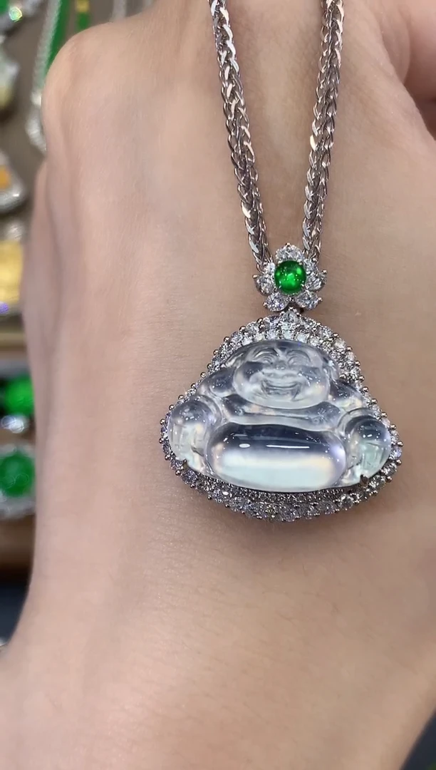 翡翠18K金镶嵌吊坠(不含链)妞*B207