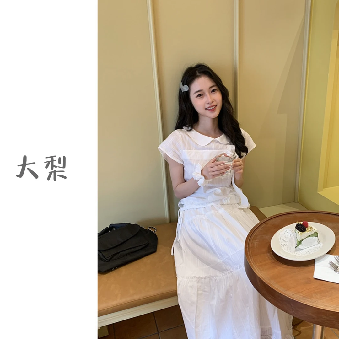 【300-500】夏季短袖褶皱圆领小飞袖T恤设计感修身针织吊带高级女