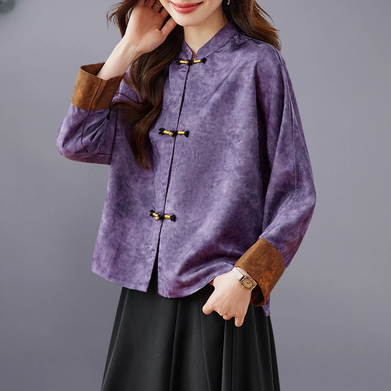 新中式国风提花外套女装2025春季新款高级感复古盘扣唐装汉服上衣