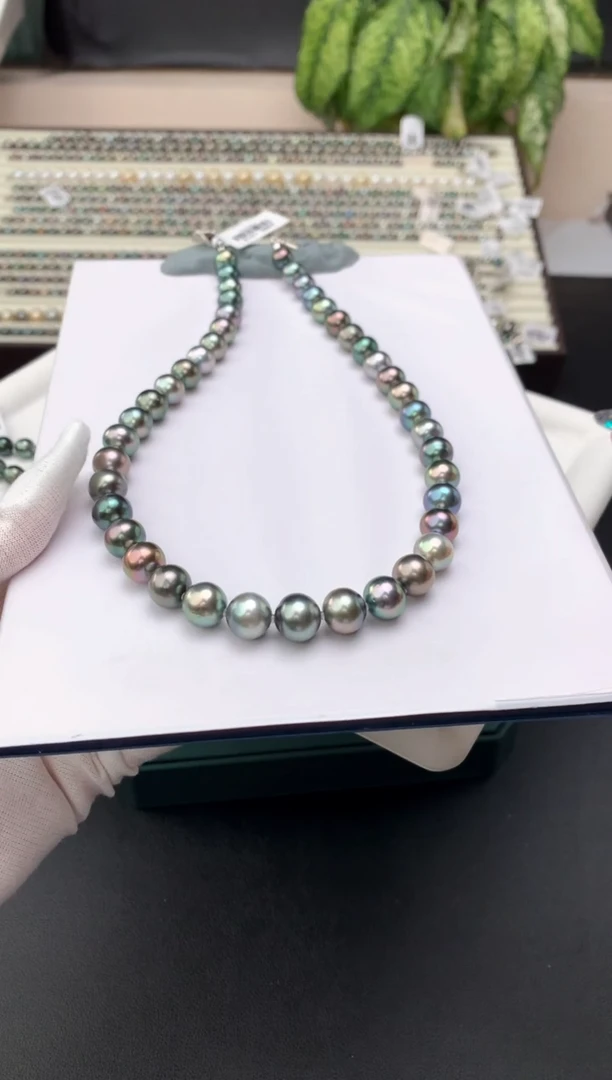 【闪购商品】海水珍珠项链银S925镶嵌 海水大溪地珍珠项链 8-11