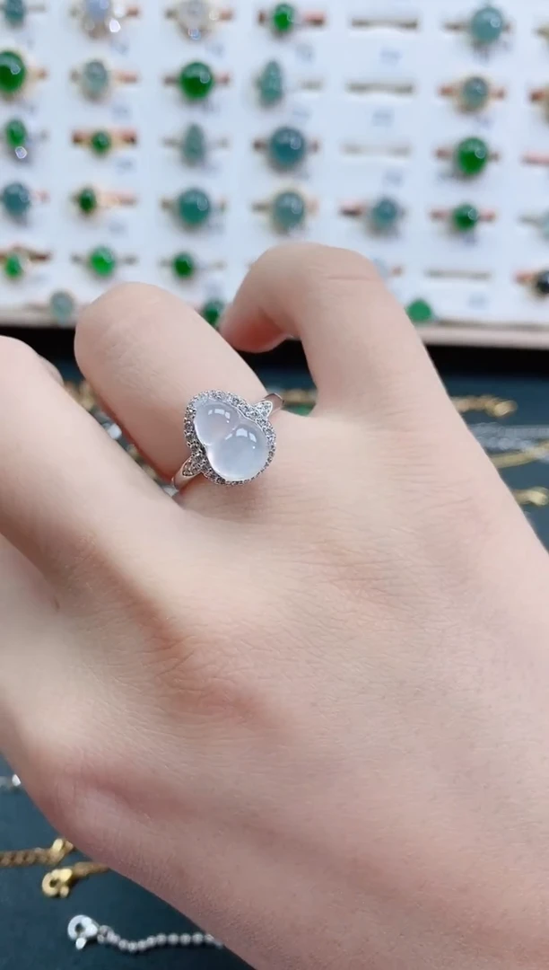 银S925镶嵌戒指翡翠天然翡翠