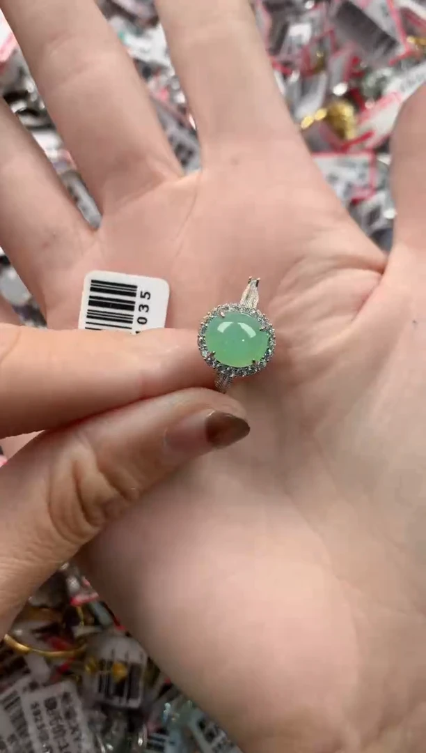 银S925镶嵌戒指翡翠99 ------ 8