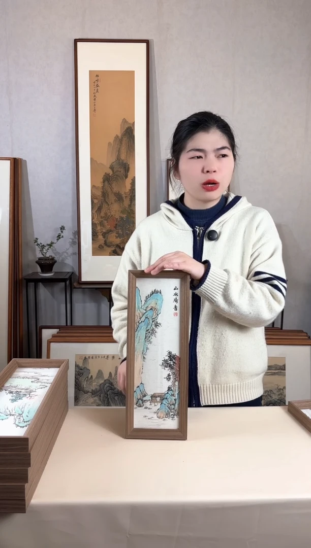 【闪购商品】国画手绘*山水清音*15*42cm摆台