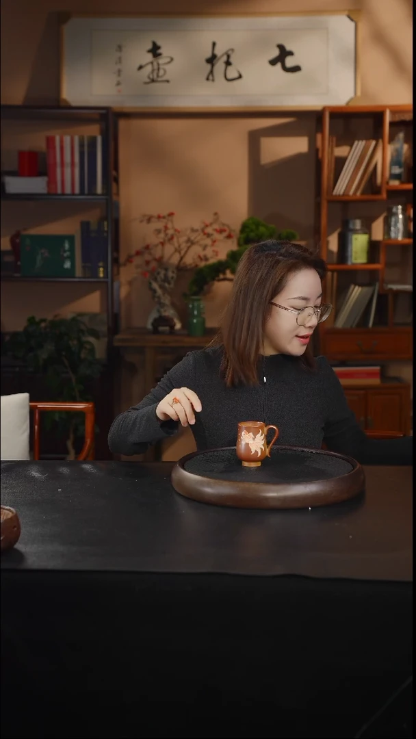 茶壶紫砂段泥柴烧金鱼把子杯