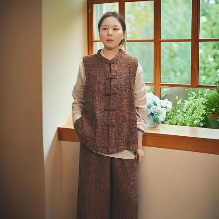 汉麻盘扣 马甲女 流苏设计背心马夹