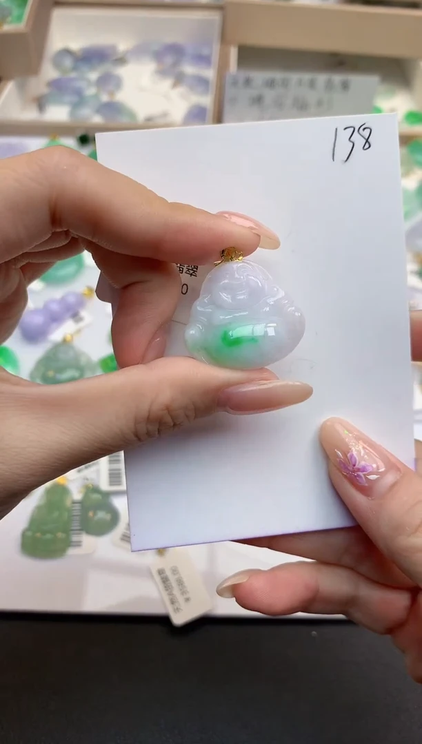 颈饰18K金镶嵌翡翠天然缅甸A货翡翠