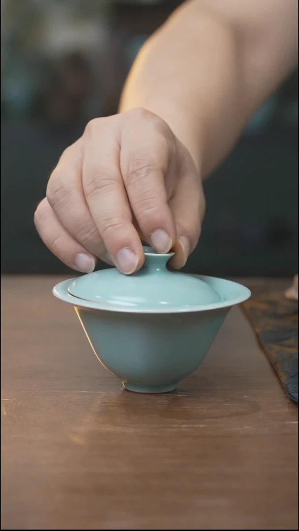 汝瓷 （拾汝）（天青）盖碗