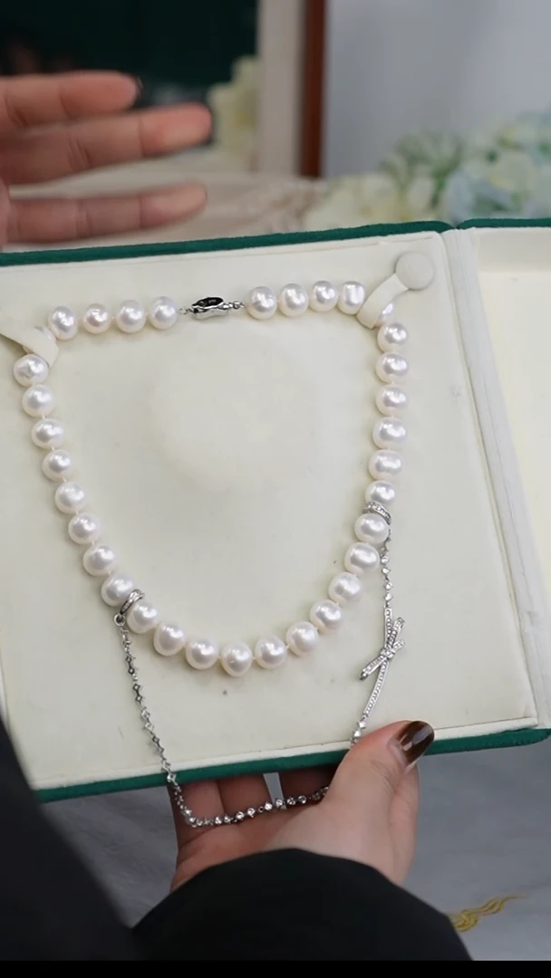 【闪购商品】淡水珍珠项链合金项链 12mm