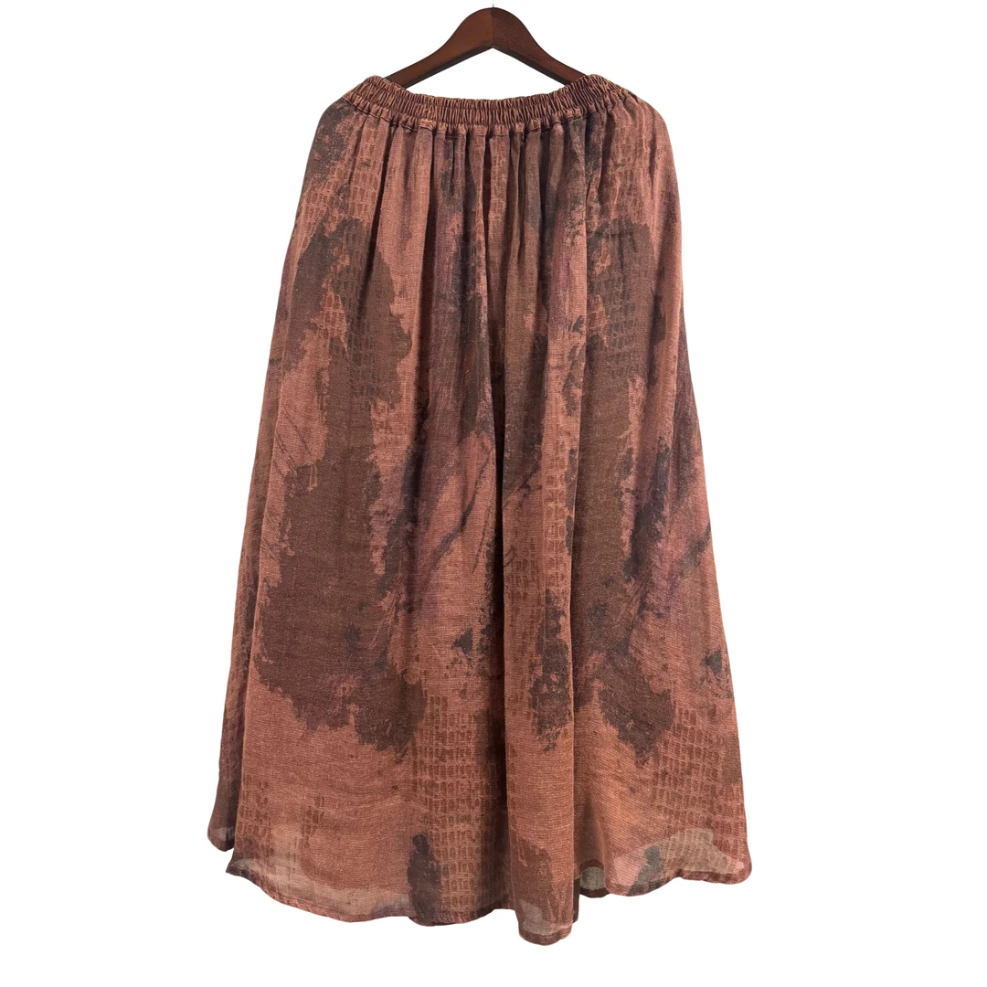 【几念原创】新款时尚亚麻半身裙休闲宽松复古风松紧腰百搭裙女3141