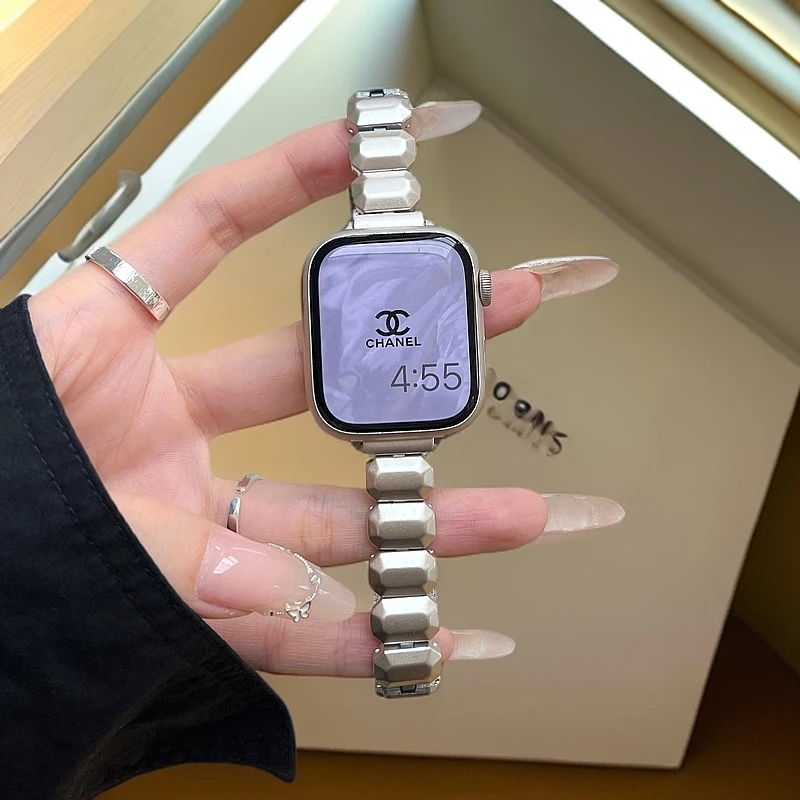 适用华为手表fit4表带糖果金属链条手环10/9/fit3/gt5/gt4表带女
