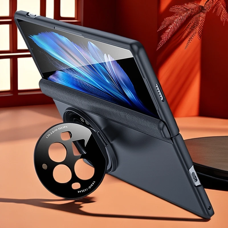 vivoxfold3手机壳磨砂全包镜头支架防摔适用xfold3pro保护套磁吸