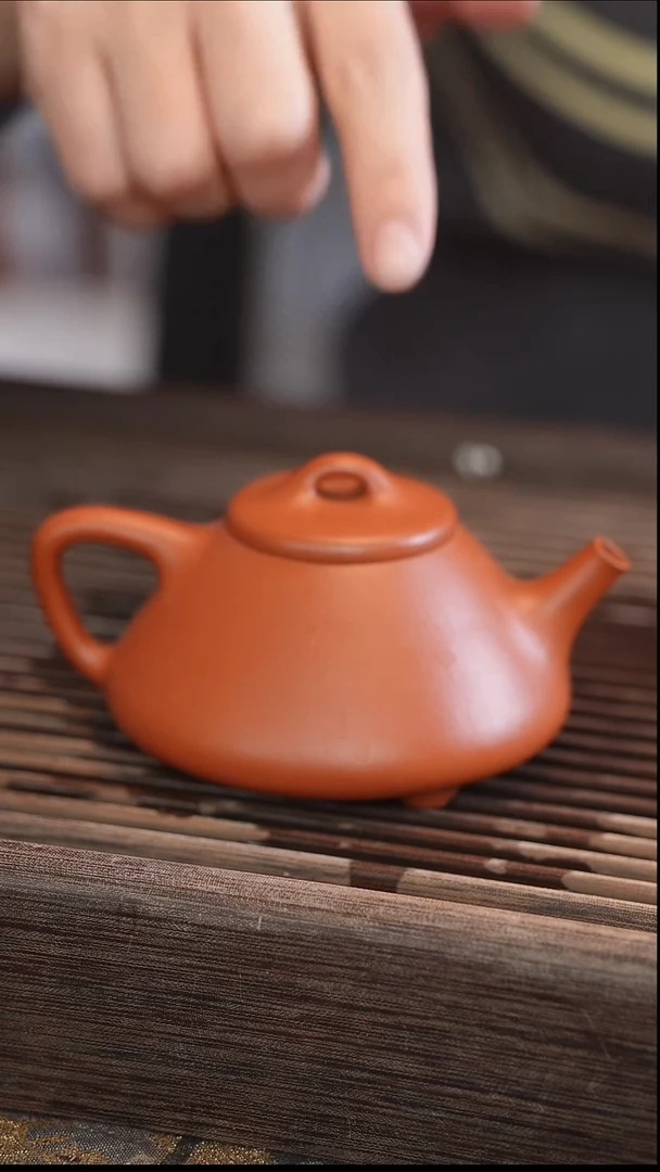 茶壶紫砂子冶石瓢 朱泥 半手工 170cc