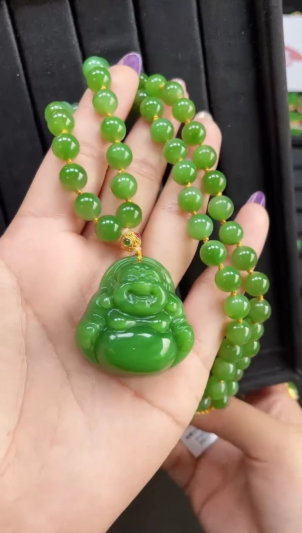 【闪购商品】和田玉套链18K金镶嵌多样性发一