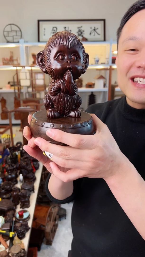 【闪购商品】风车木（黑檀木）战鼓加大猴