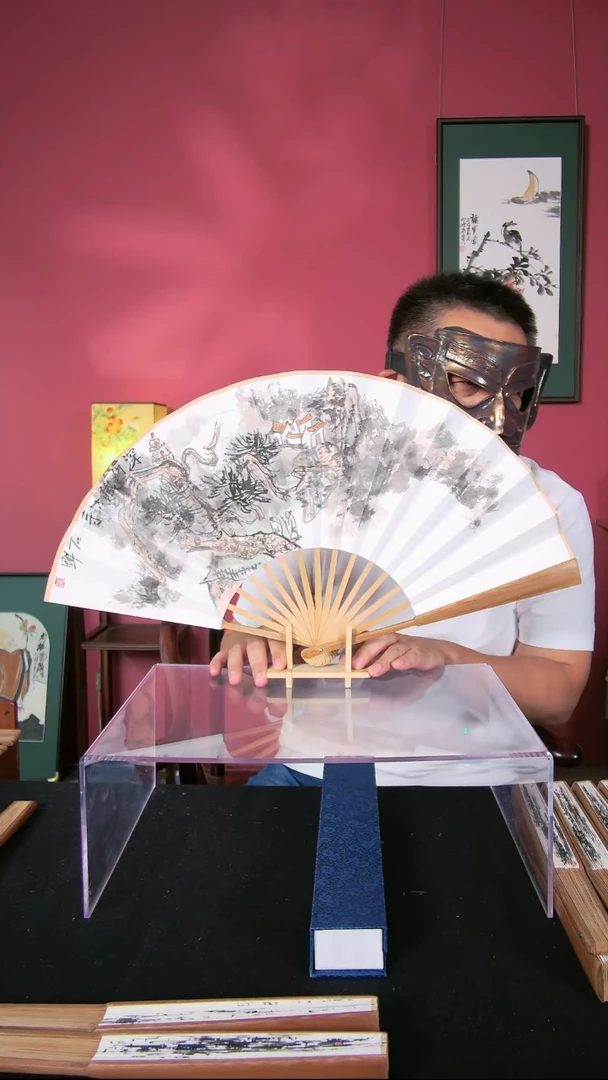 国画杜大江折扇作品