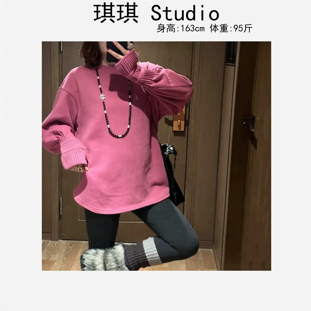 冬季新款加厚气质时尚舒适亲肤设计褶皱袖排扣宽松减龄上衣2510-G