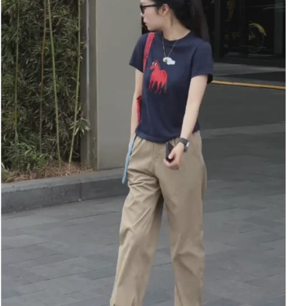 2025夏季新款网红同款洋气减龄韩版爆款印花打底衫裤子两件套美