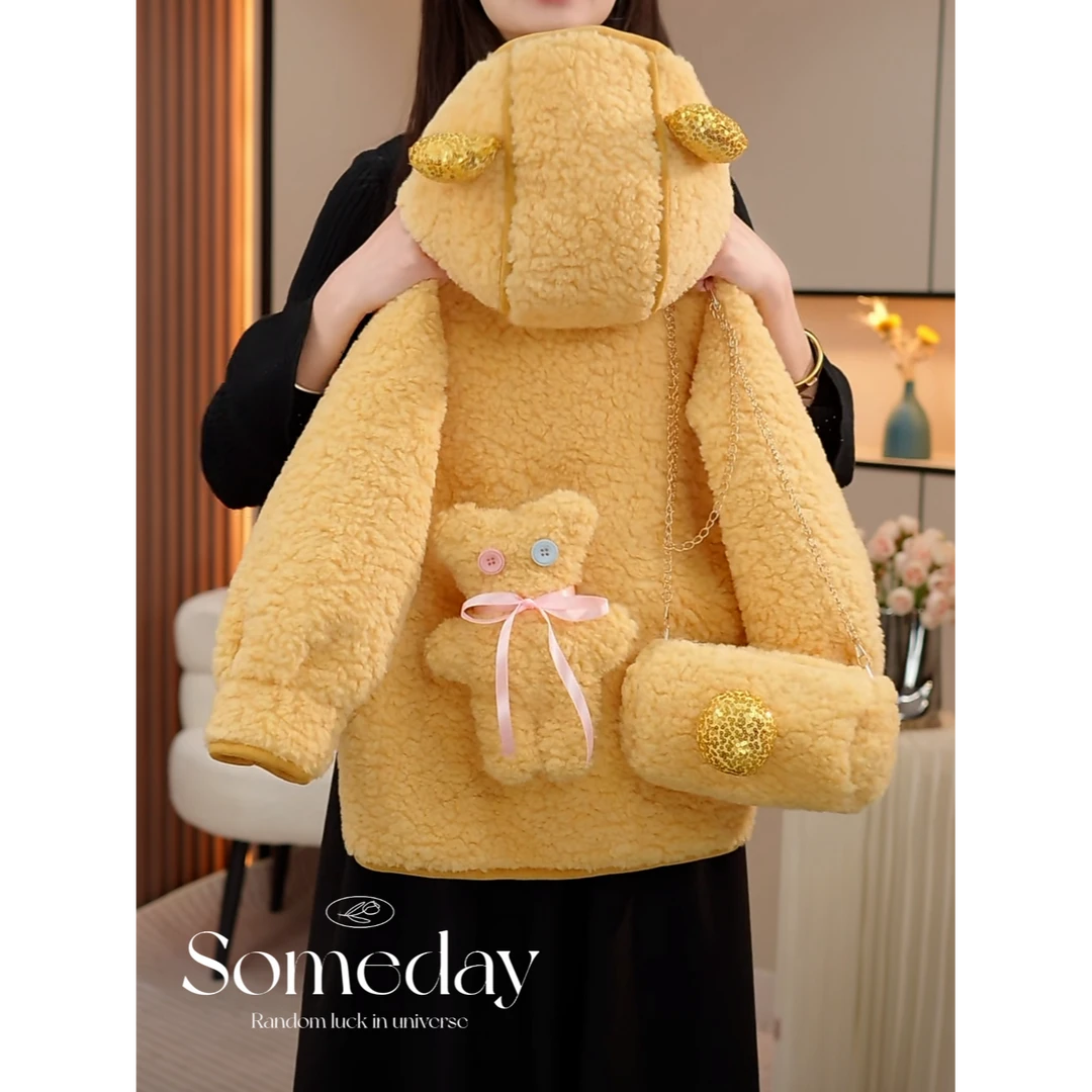 女童新年冬装2024新款洋气加绒加厚中长款呢子外套