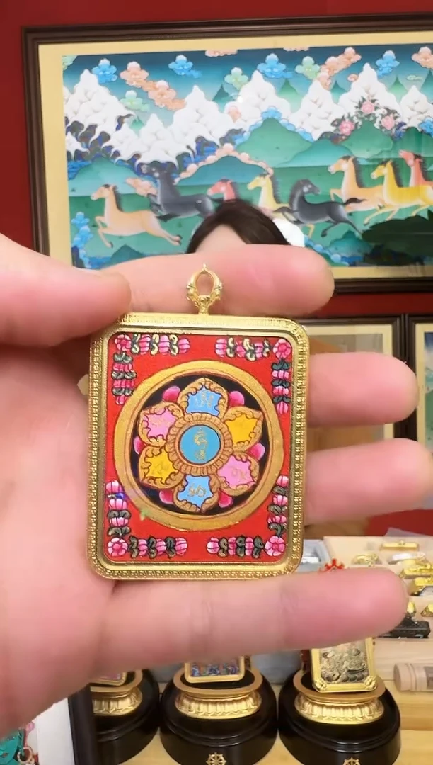 吊坠六字-热贡纯手绘周毛