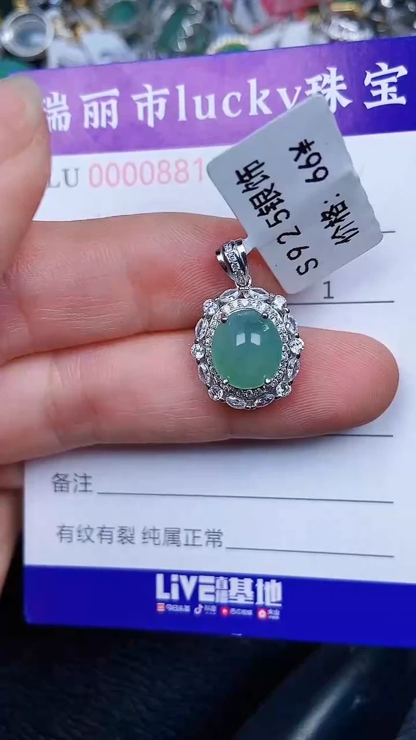 颈饰银S925镶嵌翡翠0881