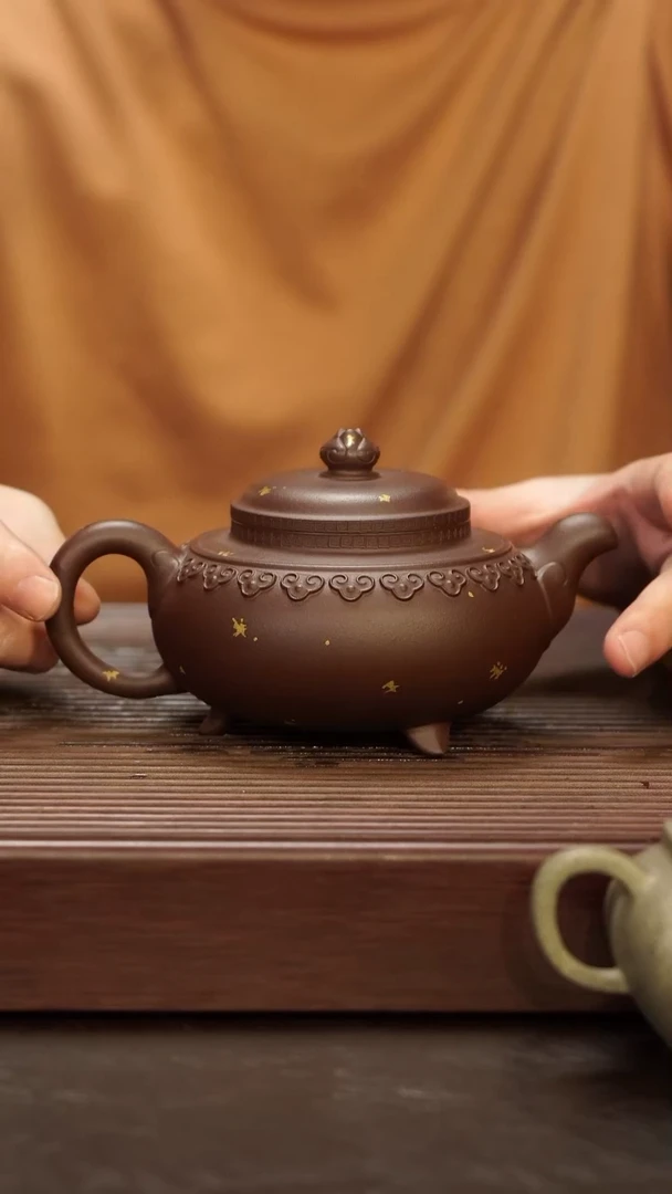 茶壶紫砂【润石堂】精品 云肩如意 撒金
