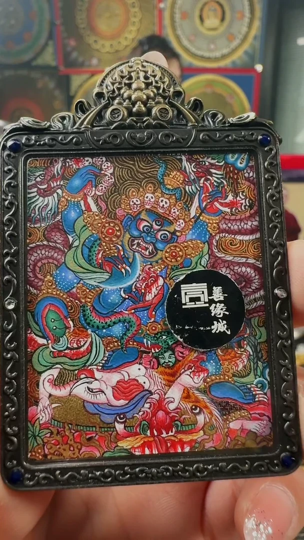 吊坠壹善缘城手绘唐卡大黑天