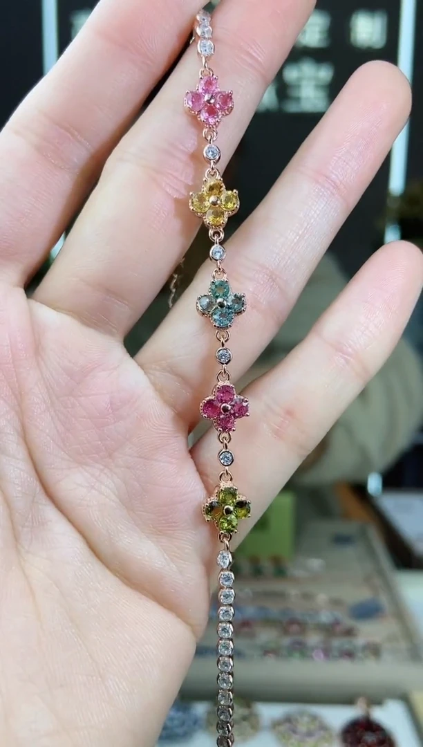 【闪购商品】碧玺手链银S925镶嵌手链