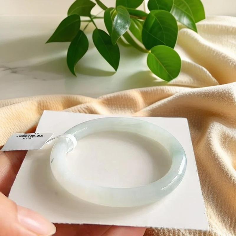 天然A货老坑缅甸翡翠手镯50/45贵妃7.4*7.6白月光糯冰种