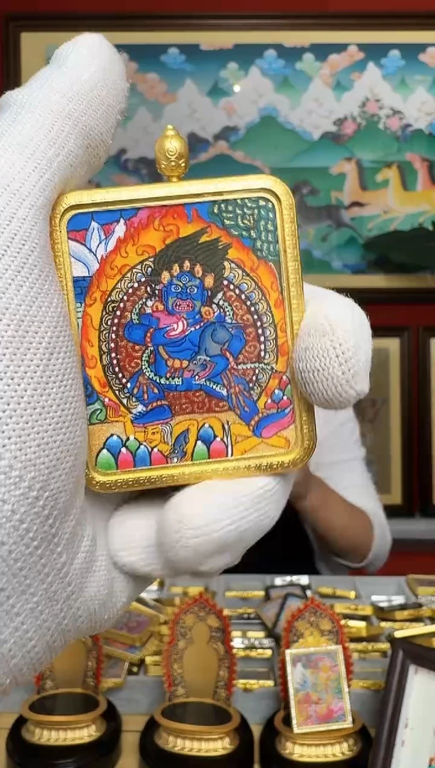 吊坠黑c-热贡纯手绘周毛