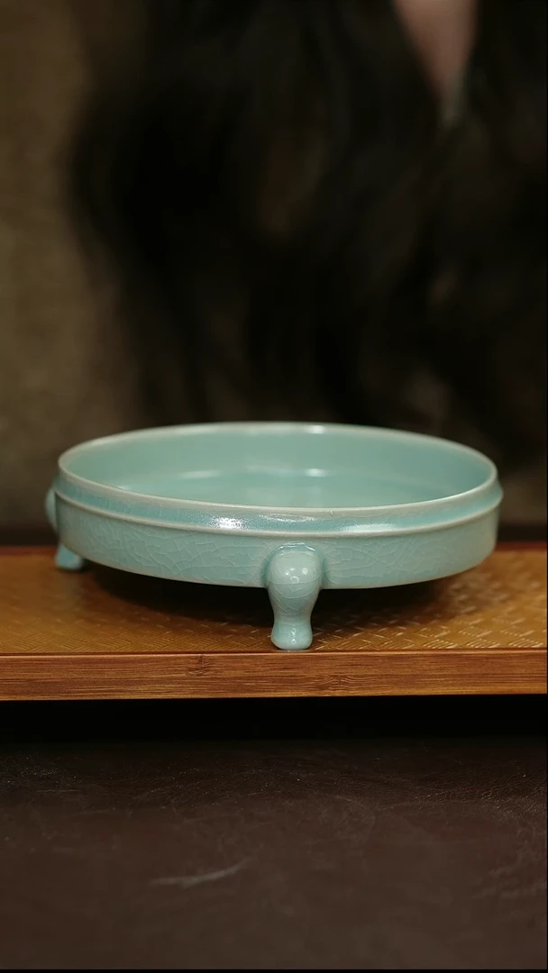 摆件陶原矿原釉汝宋汝瓷 三足洗福利