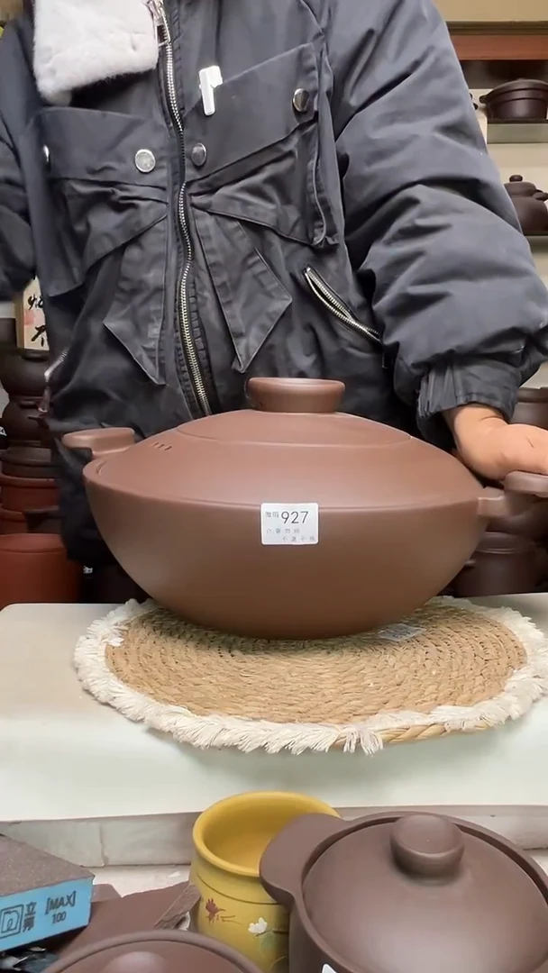 宜兴紫砂微瑕双盖大炖锅927