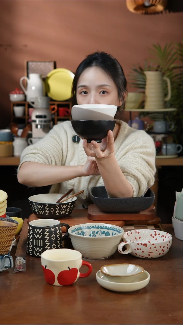 瓷片3个装黑白灰小饭碗 微瑕 凑满20发货