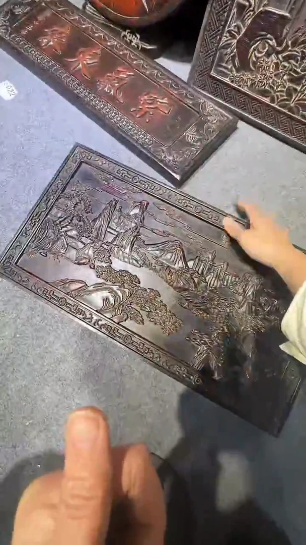 木威****8紫檀拆件雕刻板以直播间实物为准微瑕老物件