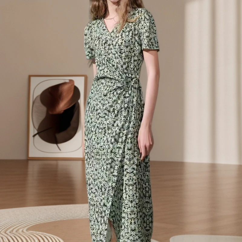 【909连衣裙】薇乐碎花显瘦气质时尚夏季复古收腰印花优雅