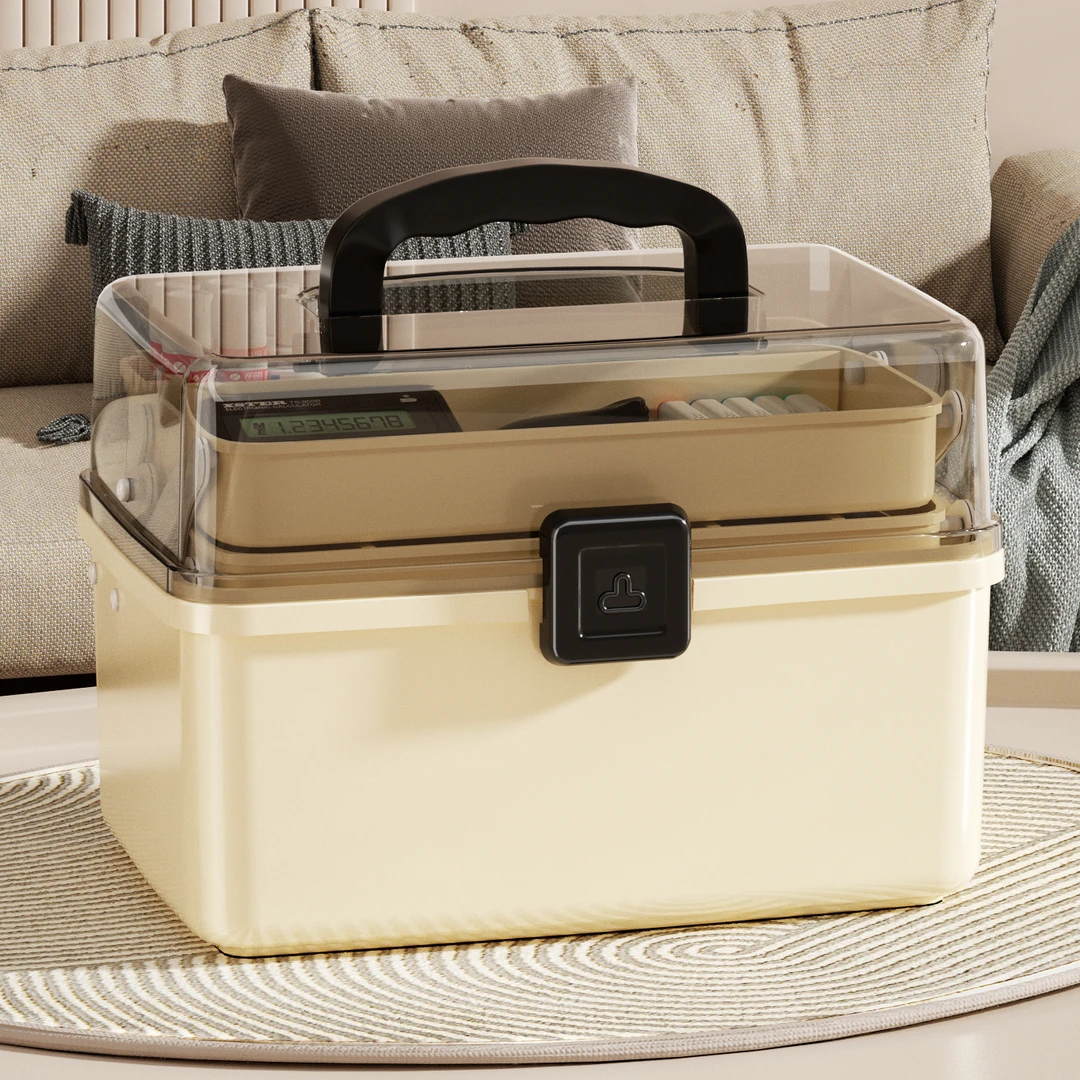 家庭装医药箱超大容量药箱家用美术生工具箱美甲文具收纳盒带提手