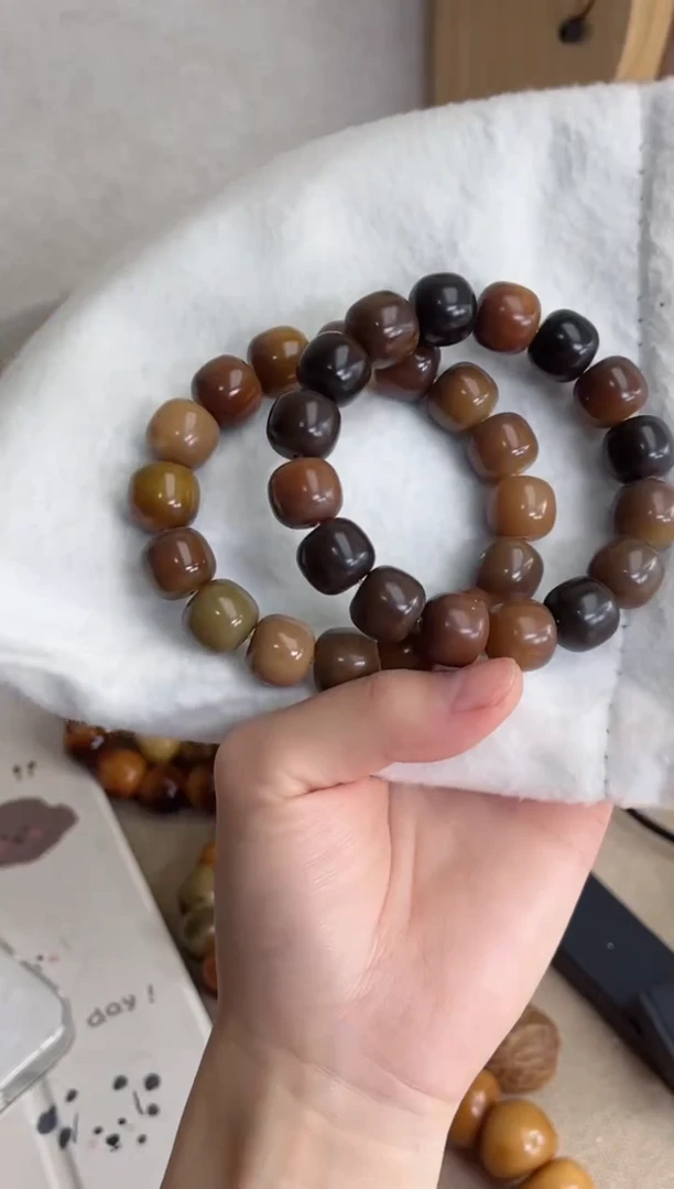 菩提根/象牙果手串s64玉化桶珠13*14瑕疵不补