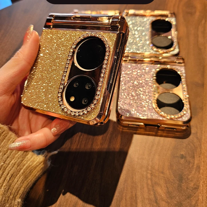 镶钻闪粉适用华为P50Pocket2手机壳高档全包防摔pockets保护套