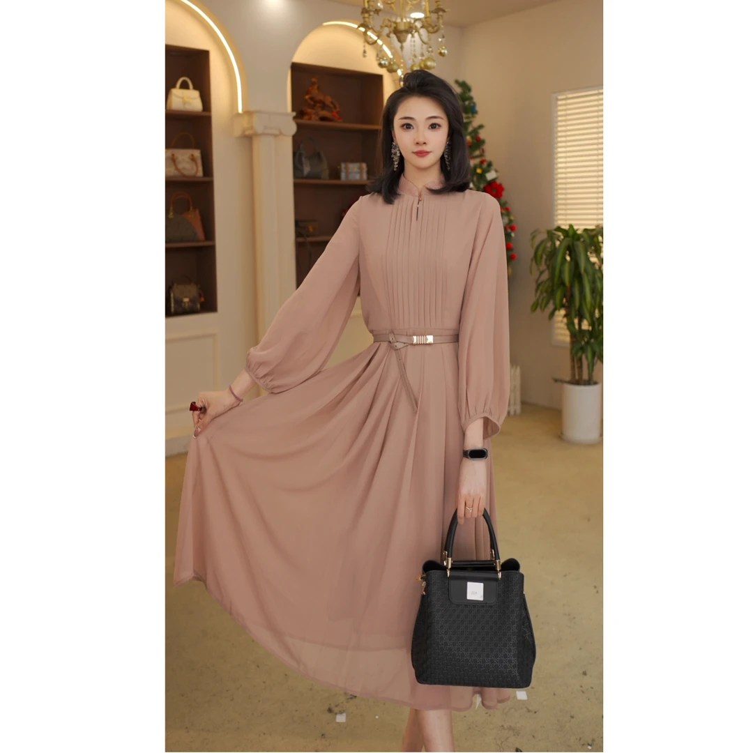 1292#春夏新款气质显瘦中长款时尚连衣裙高贵优雅裙