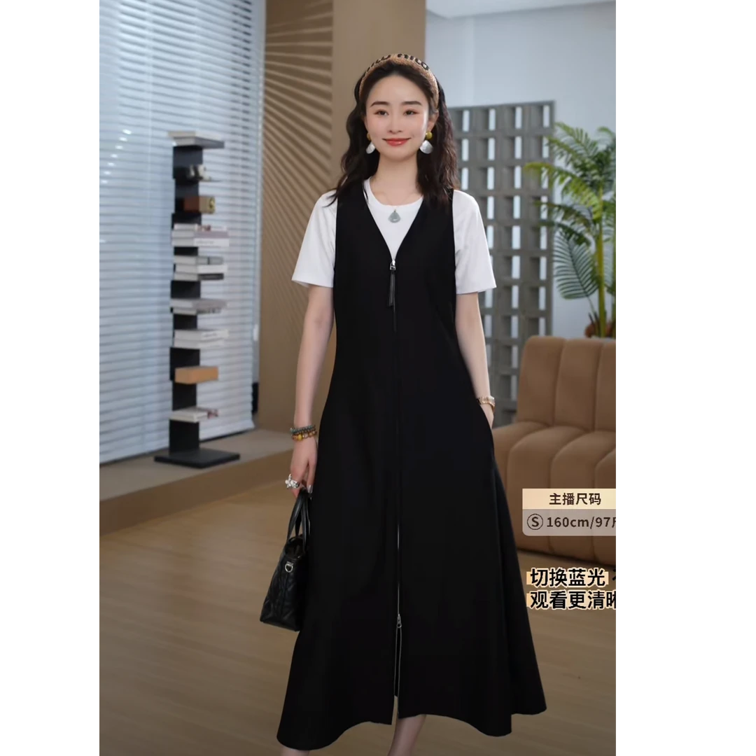 HELA AOMI“简法女神裙”莱赛尔无袖休闲V领半开襟连衣裙CY5BM72534