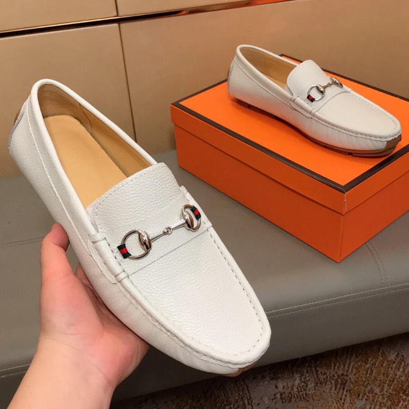 豆豆鞋男款真皮低帮软皮男鞋2025爆款网红一脚蹬百搭驾车鞋白色